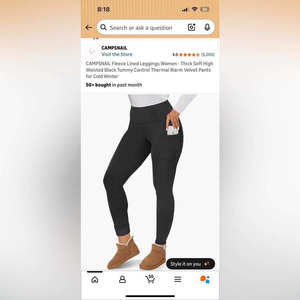 NEW Women’s Fleece Lined Thermal Pocket Leggings Black